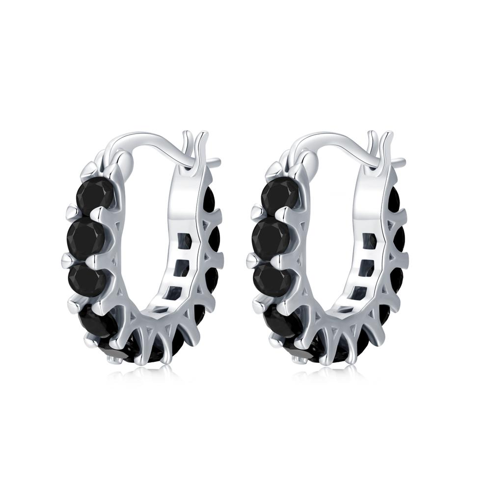 Black Awn Black Stone Hoop Earring
