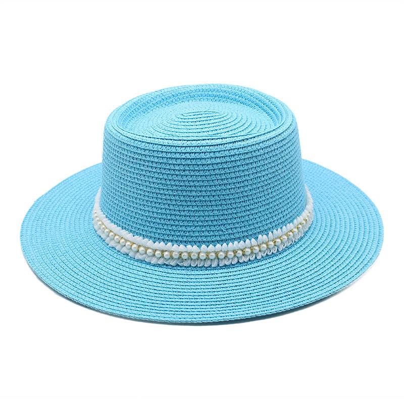 Ladies Pearl Lace Top Hat Outdoor Leisure Beach Hat Simple Personality Sun Hat