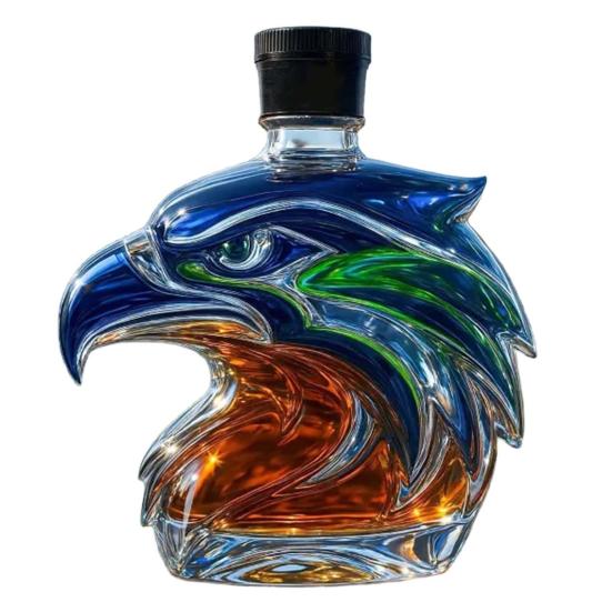 Láhev na whisky s orlí hlavou Unikátní skleněná karafa 3D Nádoba na likér pro whisky Víno Koktejly Kávu