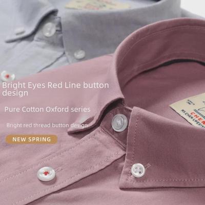 Men's Enzyme-Washed Long-Sleeve Cotton Oxford Shirt