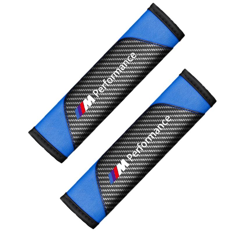 2 Pieces of Genuine Leather Carbon Fiber Car Seat Belts and Car Accessories For BMW M E34 E36 E60 E90 E46 E39 E70 F10 F20 F30 X5