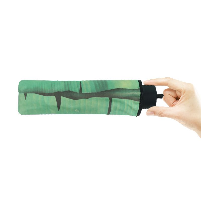 Green Ins Regn og regn Dobbel-bruk solparaply kvinner UV-sikker vinyl japansk bananblad paraply Ny retro paraply