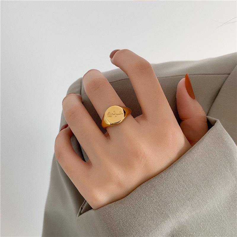 European Style 18k Rose Gold Plated Non-Fading Ring - High-End Brass Jewelry for Women