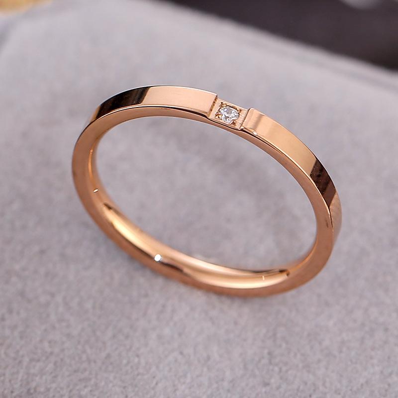 Minimalist Titanium Steel Ring Diamond Cut Stainless Steel Couple Ring Fashion Jewelry