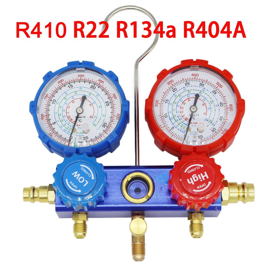 Refrigerant Pressure Gauge & Manifold Hose Kit Designed for R134A and R22 Air Conditioning Refrigerant Automotive Applications