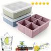 1PC 6 Cavity Silicone Ice Cube Tray with Lid Food Grade Flexible Mold for Freezer Cocktails Home Decoration