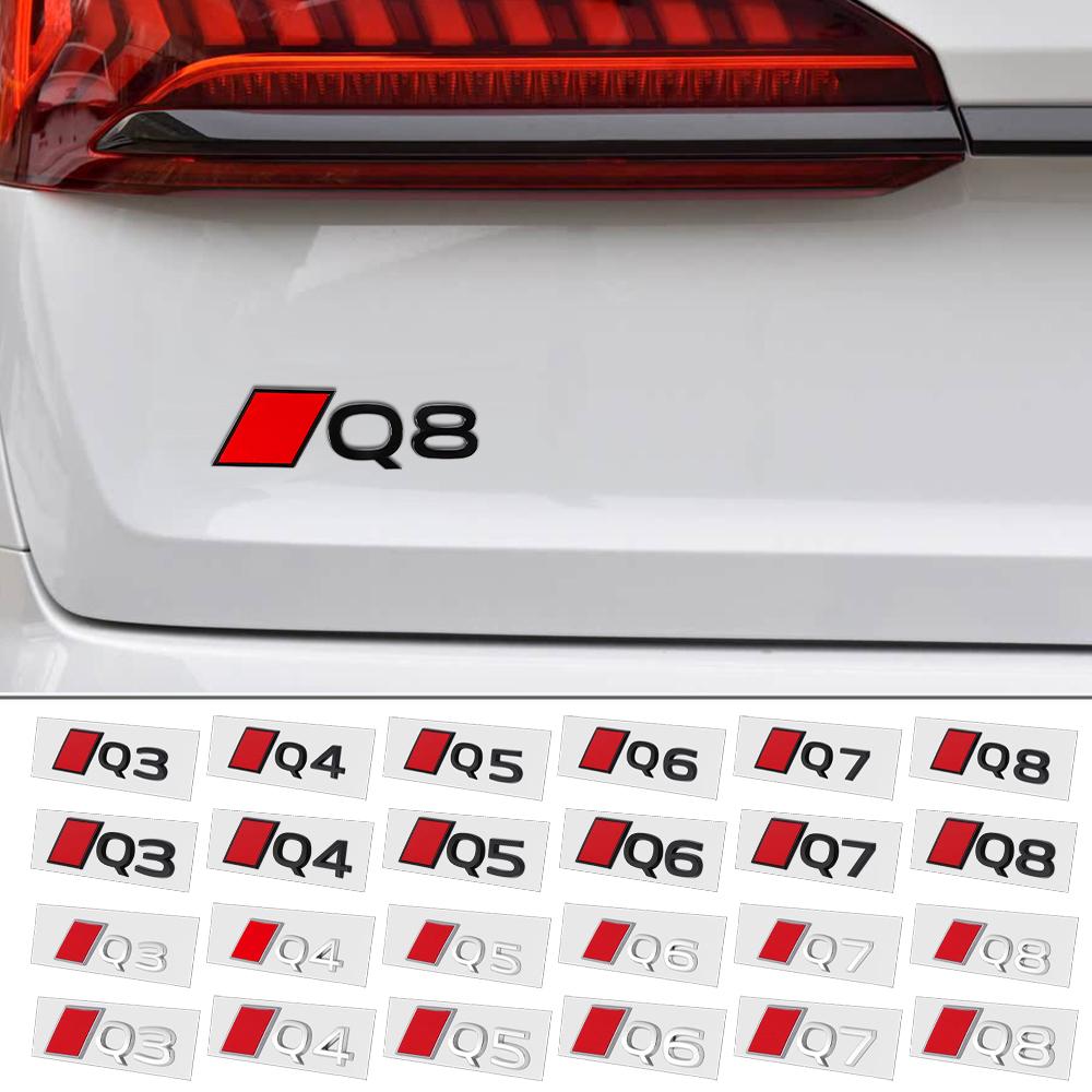 Aluminum ABS Car Styling Rear Trunk Badge Emblem Sticker Auto Accessories For Audi Q3 Q4 Q5 Q6 Q7 Q8 Sline TT RS S Quattro S3 S5