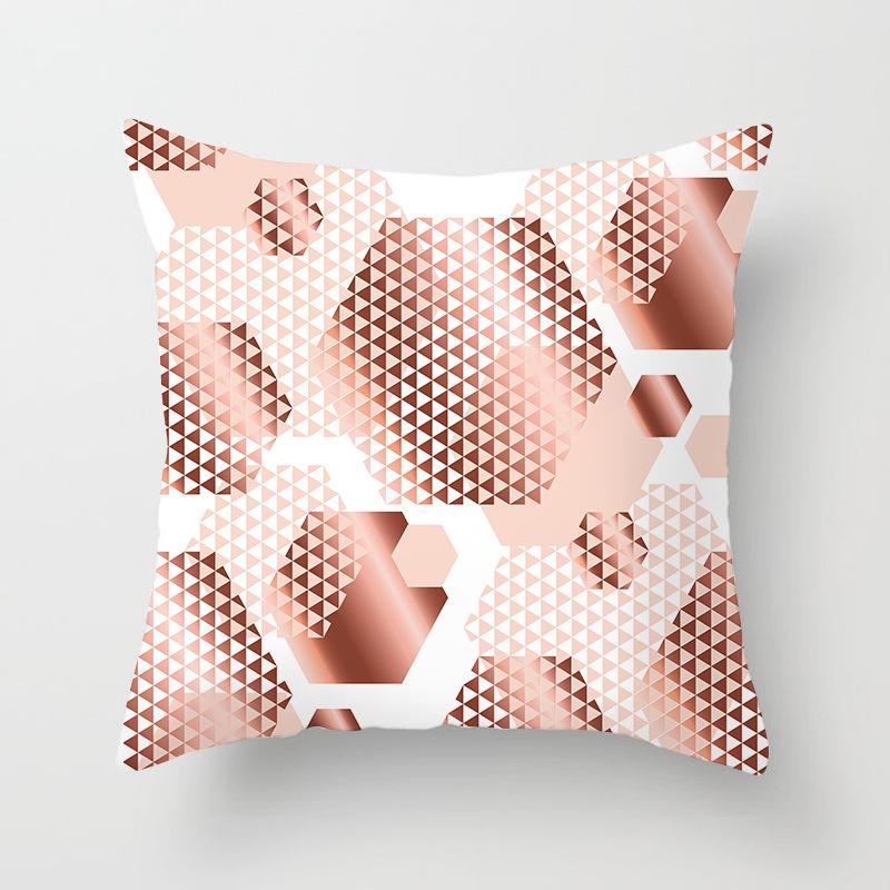 New Pink Geometric Ultra-short Velvet Pillow Case Home Sofa Cushion Pillow