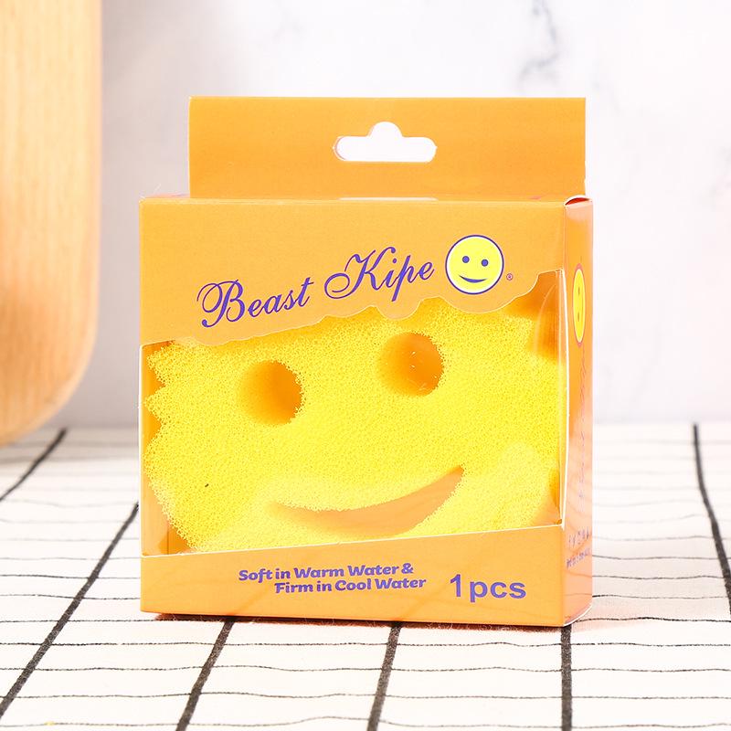 Cute Smiley Face Loofah Sponge Scrubber for Kitchen and Dishwashing
