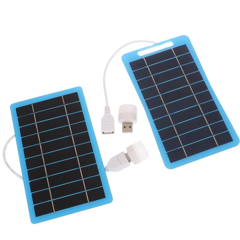 2W 5V Solar Panel With Light Usb Waterproof Outdoor Hiking Camping Portable Battery Mobile Phone Charging Bank Charging Panel