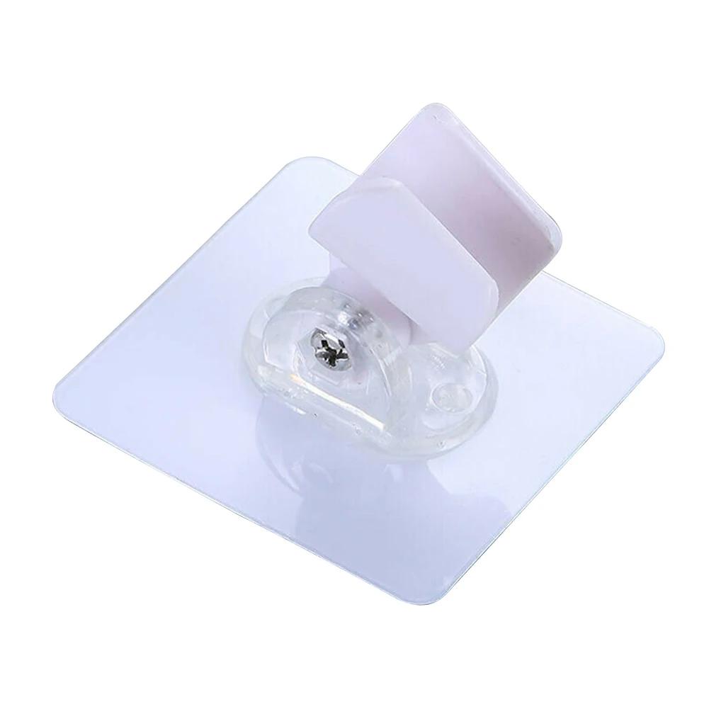 Home Shower Head Holder Bracket 7.2*7.2cm Black PC Transparent Wall Mount Self-adhesi Suitable For Most Shower
