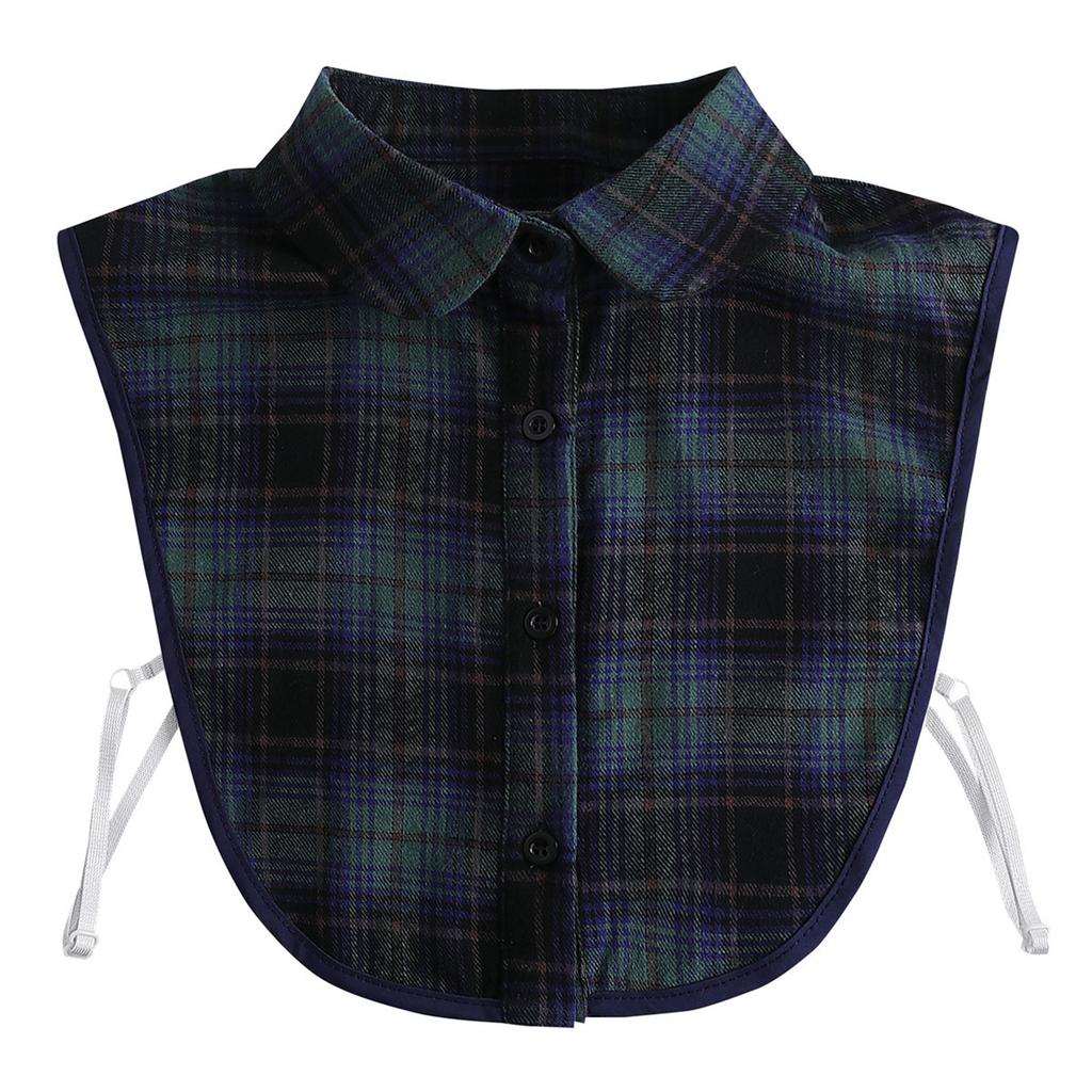 Damen Abnehmbares Kariertes Hemd Design Falscher Kragen Falsche Bluse Bekleidungszubehör