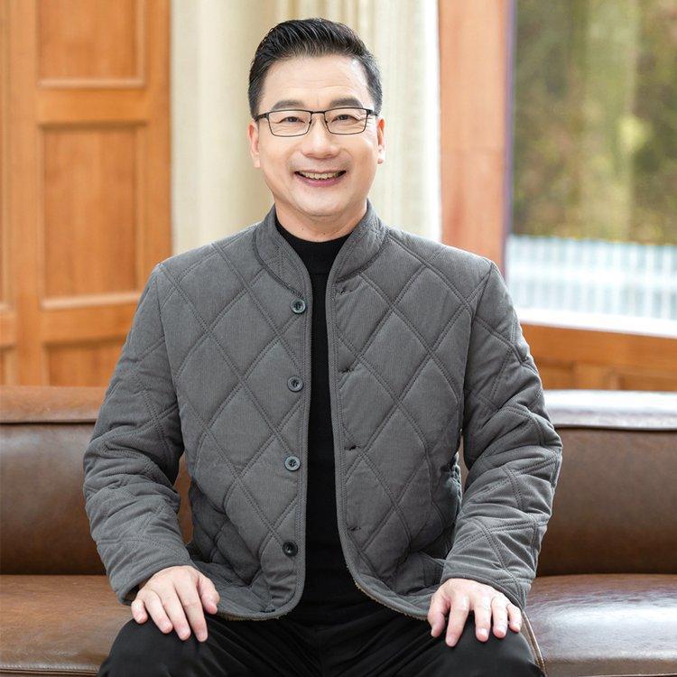Men's Winter Cotton-Padded Jacket for Seniors - Thick Velvet Lining, Warm Outerwear for Dad or Grandpa