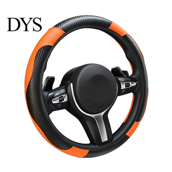 Leather Car Steering Cover Wheel Cover, Non-Slip Wrap with Honeycomb Ventilation Cold Resistant Sleeve Holes, Stretchy Auto Protector, Universal