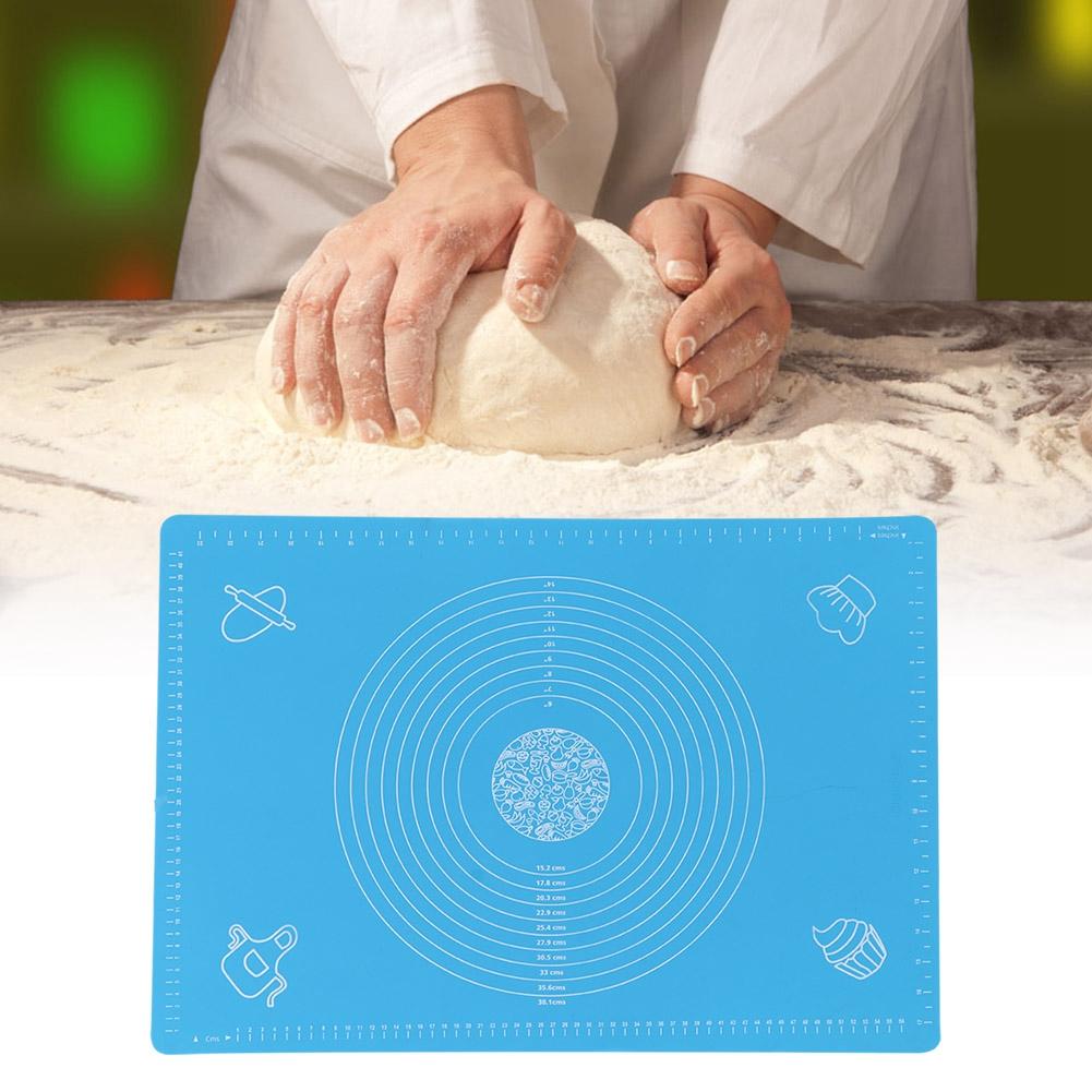 64x45cm High Temperature Resistant Non-Stick Silicone Dough Mat with Scale Baking Tool(Blue )