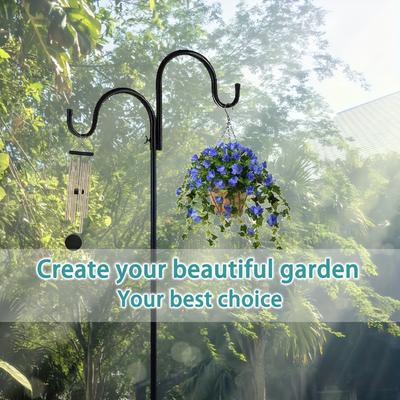 [Heavy Duty] Heavy Duty Garden Shepherd Hook | 5-Prong Base | Adjustable Bird Feeder Pole, Solar Light & Plant Hanger