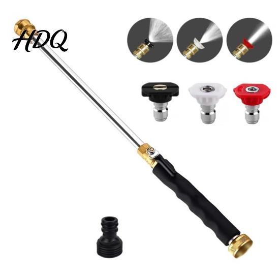 3/4 Inch Hose Connector Jet Nozzle Power Washer for Garden Wand with 3 Interchangeable Attachment Nozzles Quick-Connect High Pressure Cleaning