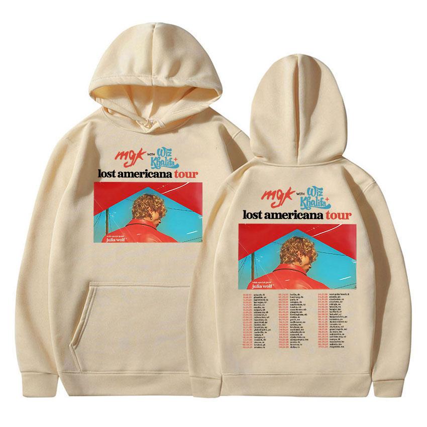 Raper Mgk Lost Americana Tour 2025 Bluza Męska Damska Retro Oversize Polarowe Bluzy z Kapturem Modne Ubrania Jesień/Zima Bluzy z Kapturem