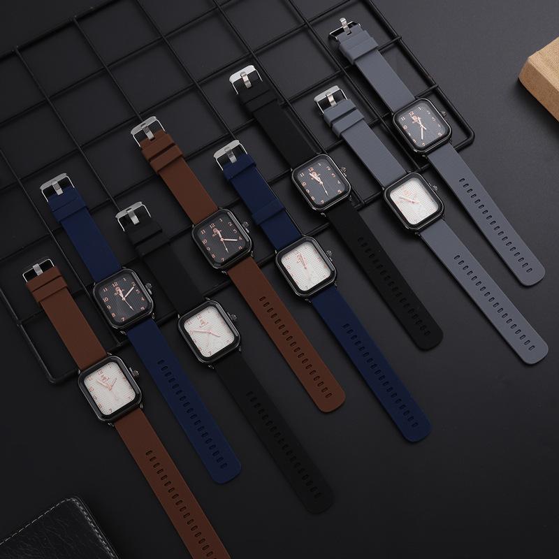 Rectangle Business Casual Men'S Watch Student Fashion Trend Silicone Strap Quartz Watch Men