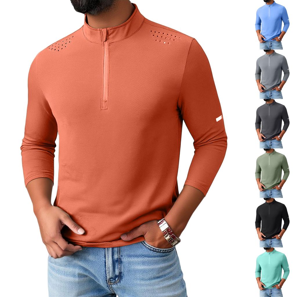 Men's  Fitness  Sports  Quick To Dry  Half Zipper  Self-Cultivation  Pullover  Long Sleeves  Hoodie
