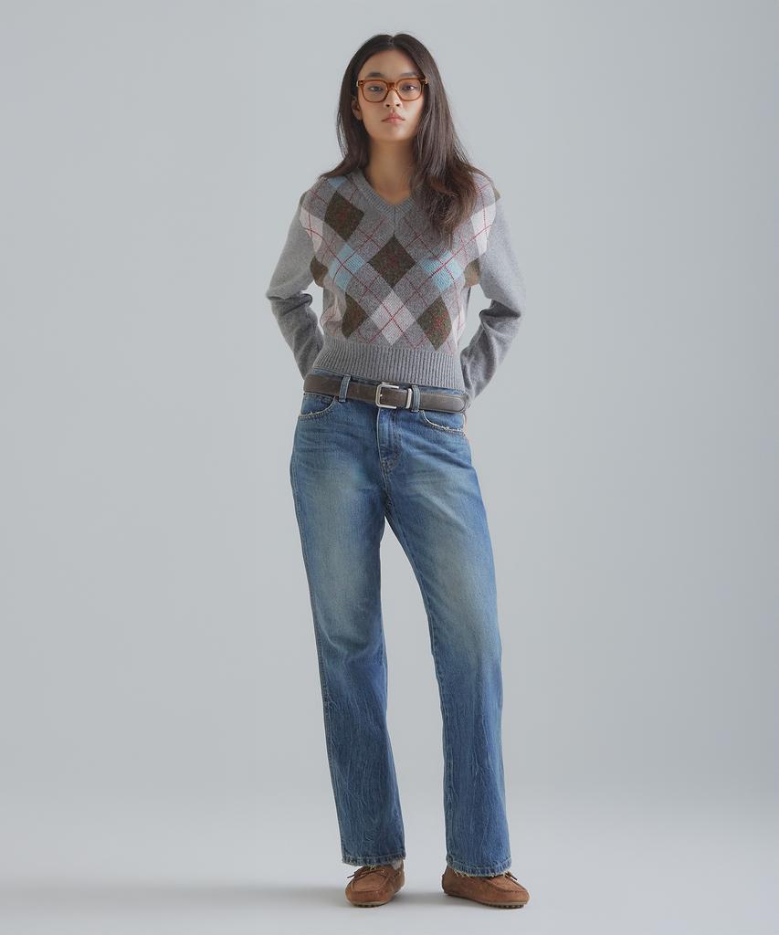 Peulaentigseobiseu Classic Argyle Wool Knit - Grey