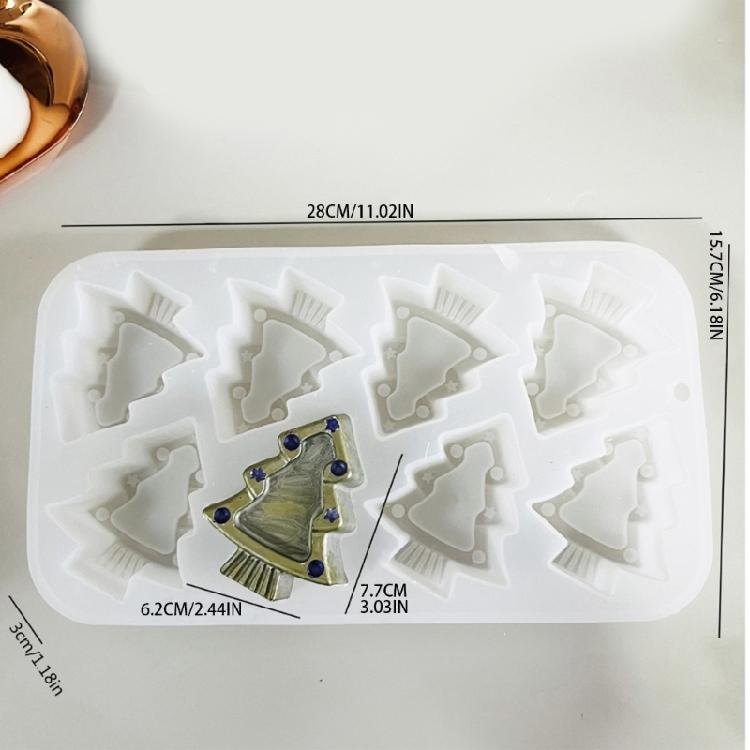 Candle Molds 8 Cavities Christmas Tree Silicone Molds Ornament Baking Molds Handmade Plaster Molds Castings Molds
