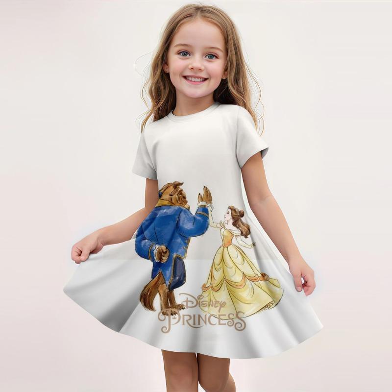 Hot Sale Kids Girl Cosplay Belle Princess 3D Princess Dress for Girls Birthday Party