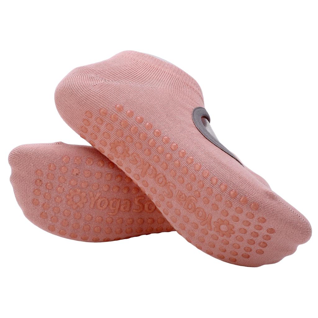 1 Paar Set Atmungsaktive Damen Pilates Socken Anti-Rutsch Rückenfreie Yoga Socken für Fitness Sport Rosa