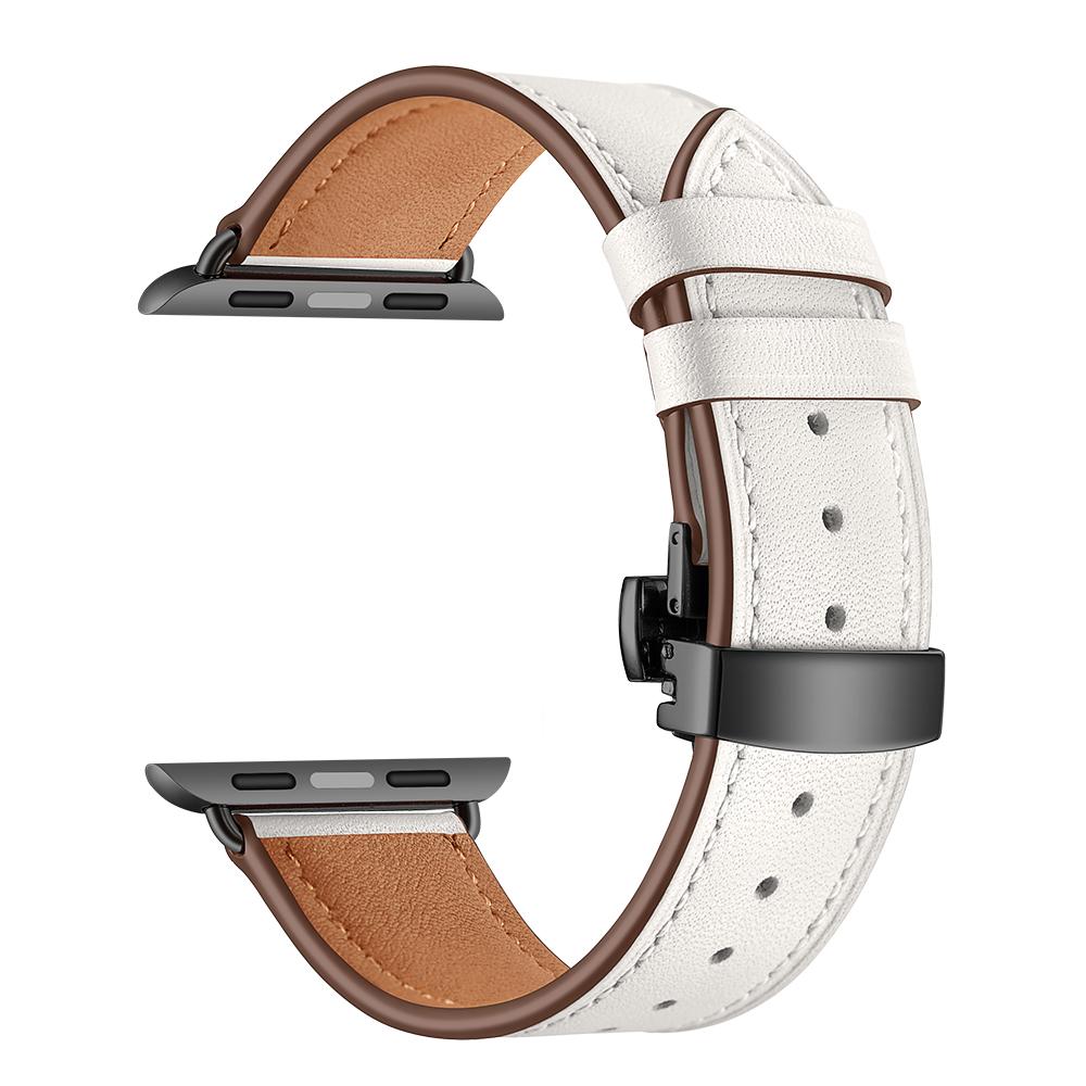 Watchband For Apple Watch Band Genuine Leather Strap Apple Watch 7 6 5 4 3 2 1 SE 45mm 41mm Butterfly Clasp Strap for iWatch 44/40mm 42 38
