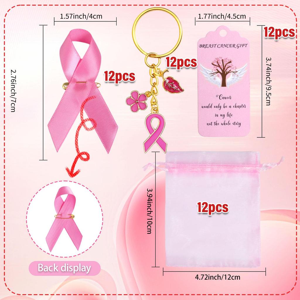Breloc Broșă Panglică Roz Conștientizare Cancer Mamar - Cadou de Îngrijire și Încurajare pentru Femei