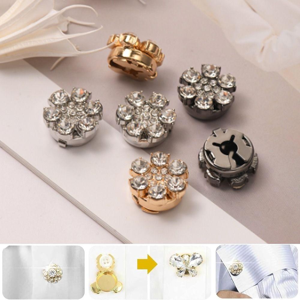 Odnímatelné kryty knoflíků s kamínky, DIY kryty knoflíků s květinovým motivem na oblečení, dekorativní