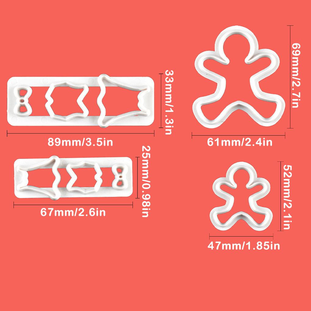 4 Pieces Biscuit Shape Die Mold Cake Candy Slicer Christmas Festival DIY Crafts Pressing Bar Wedding Kitchen Decorating Tools