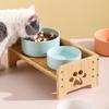 Bowl Stand Tall,Bowls Not Included,Bamboo,for Medium Large Dogs Pet Cat Food Table,Dog Feeding