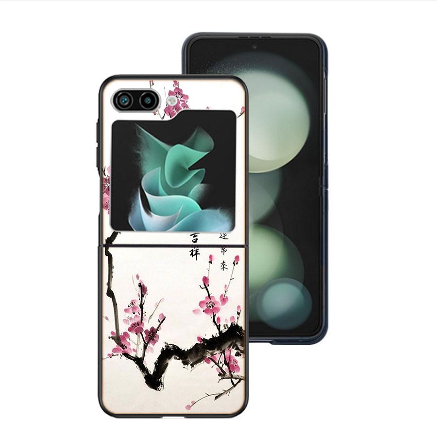 Cherry Blossom Tree Shockproof Case For Samsung Galaxy Z Flip 7 5 4 3 Z Flip 6 5G Black Hard ZFlip3 Zflip4 Zflip5 Phone Fundas