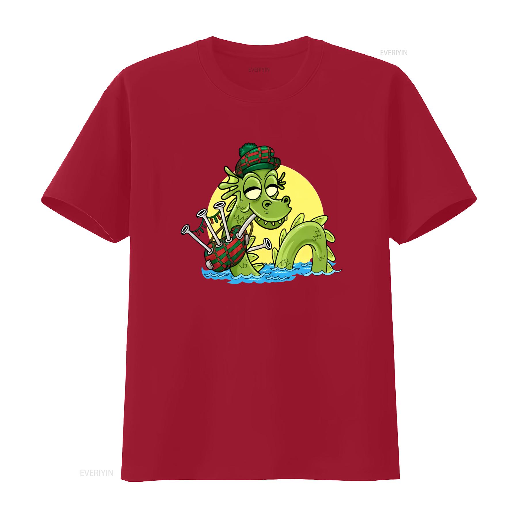 Scotland Loch Ness Monster Bagpipe Tartan Day  T Shirt Unique Design Comfortable Fabric Perfect for Celebrations vintage Soft S