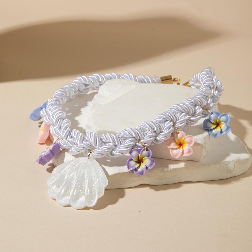 Sommer Strandurlaub Stil, Bunte Eierblumen Pailletten, Muschel Anhänger Halskette, Modisches und Kreatives Design, Gewebte Damen Schmuck Halskette