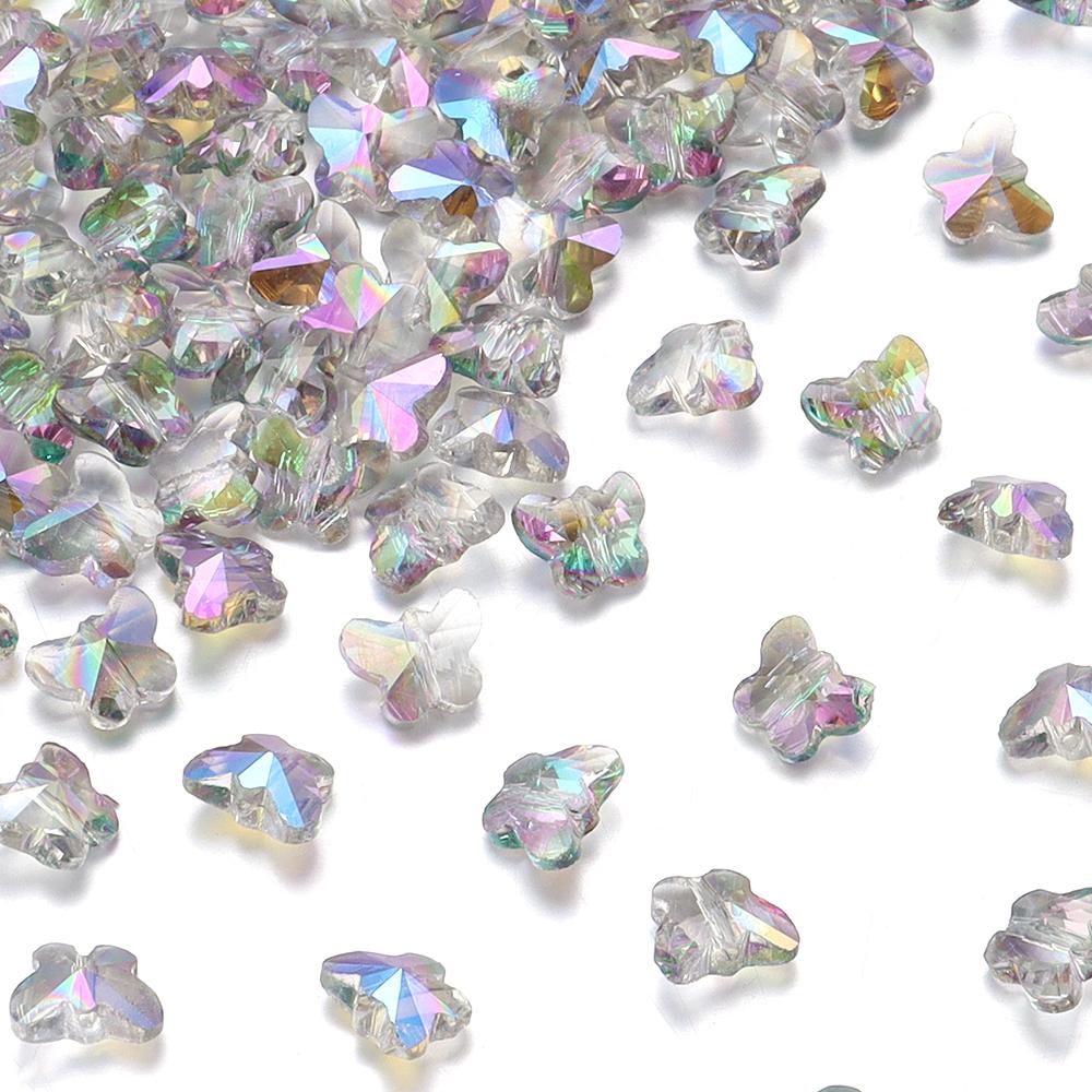 50Pcs/Lot 10×8mm Crystal Beads Transparent Colorful Butterfly Shape Hole Size 1.2mm Loose Beads Diy Jewelry Bracelet Necklace