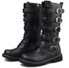 Fashion Men Black Retro Combat  Belt Buckle Punk Motorcycle Leather Zipper Boots Autumn Men Shoes SIZE 37-46