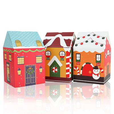 4 Stück Weihnachts Hausform Süßigkeitenbox Cartoon Frohe Weihnachten Geschenkverpackung Schokoladenbox Navidad 2025 Neujahrsparty Kindergeschenke