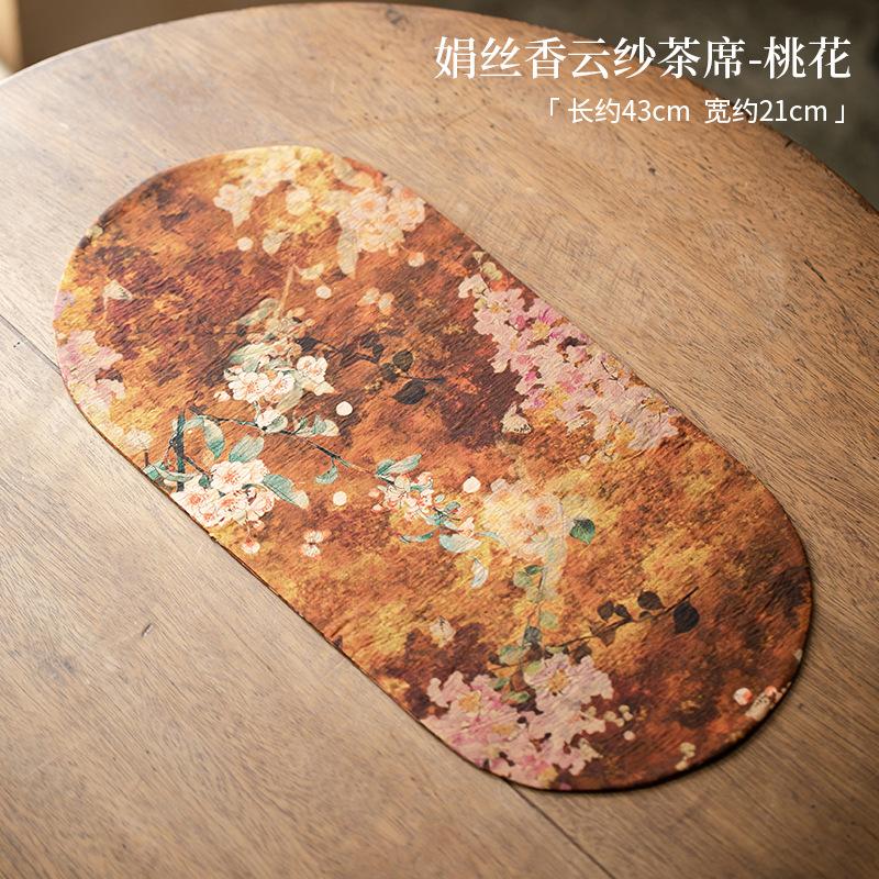 

Двусторонние шелковые марлевые чайные коврики Juan, китайские подставки под напитки, коврик для обеденного стола, аксессуары для чайной церемонии, ремесло