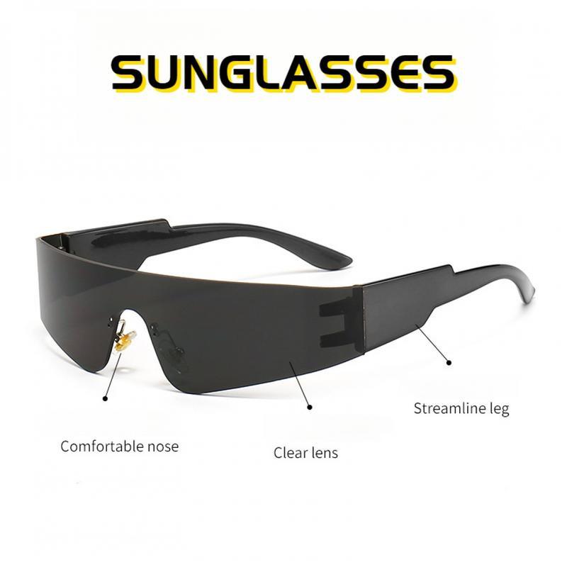 Y2K Wrap Around Solbriller For Kvinner Menn Trendy Rammeløse Futuristiske Nyanser