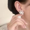 Real  Sterling Silver 18K Gold Matte Vintage Flower Stud Earring for Women Light Luxury Fine  Minimalist Accessory