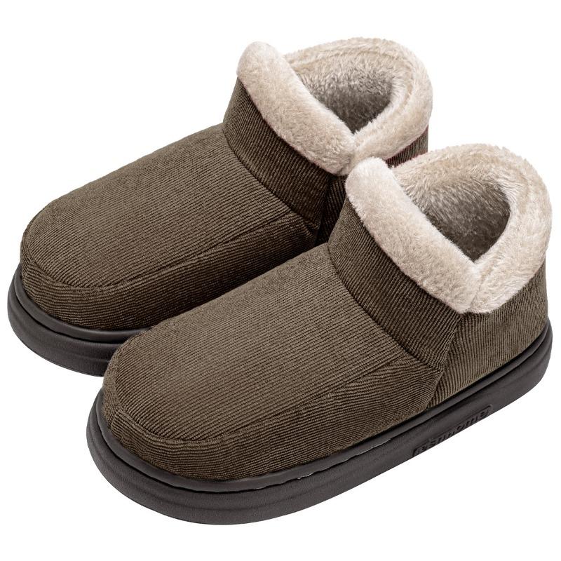 Elderly Cotton Slippers Men's New Indoor Home Warmth Velvet Thick-soled Non-slip Medium and Old Cotton Shoes Women's