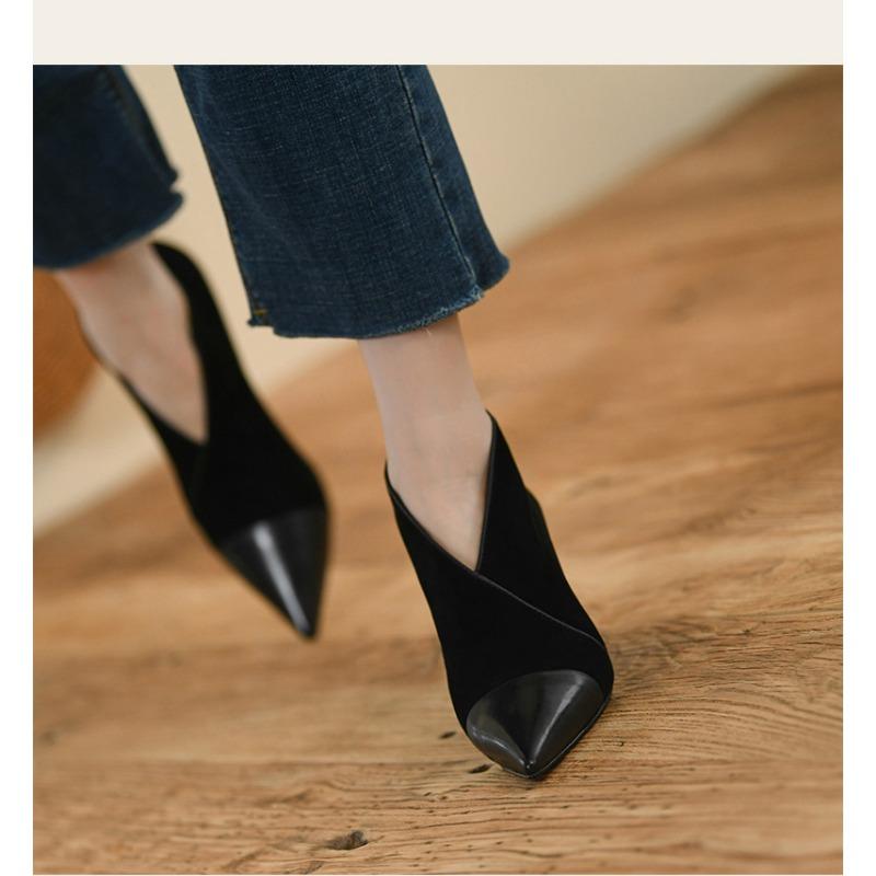 Hot spring genuine leather modern back zipper pointed toe splicing stiletto high heels dating apricot color pumps l31