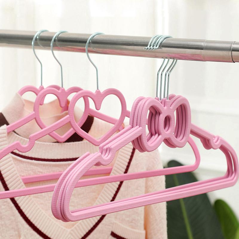 10Pcs Clothes Hanger Durable Heart-Shaped Multifunctional Hangers For Adult Children Clothing Hanging Supplies