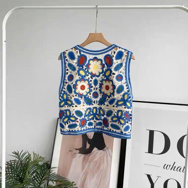 Women's Ethnic Embroidered V-Neck Sleeveless Vest/Cardigan