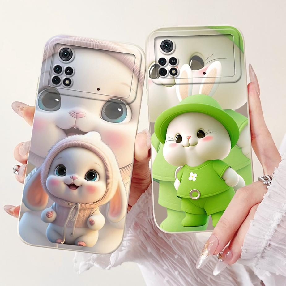 For Xiaomi Poco M4 Pro 4G Case Cute Rabbit Cartoon Cover Shockproof Phone Cases For Xiaomi Poco X4 Pro PocoM4 Pro 5G Soft Fundas