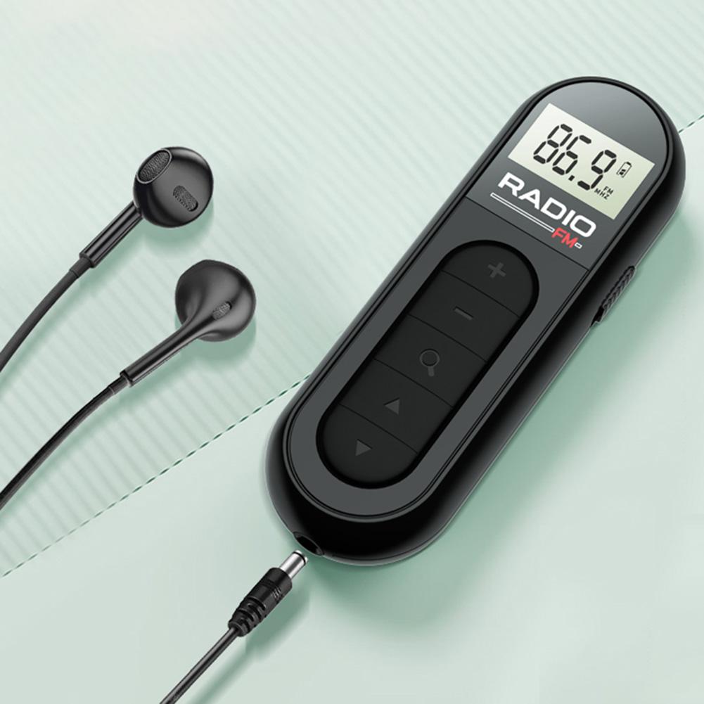 1PCS FM Radio Backlight LCD Display Mini Pocket Clip Radio with 3.5mm Headphones Personal Walkman Radio for Walk Jogging Camping