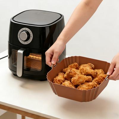 Vassoio in Silicone per Friggitrice ad Aria Tappetino Base Riutilizzabile per Friggitrici da 3 a 5LB Vassoio Resistente al Calore Antiaderente Sostituzione della Carta Forno