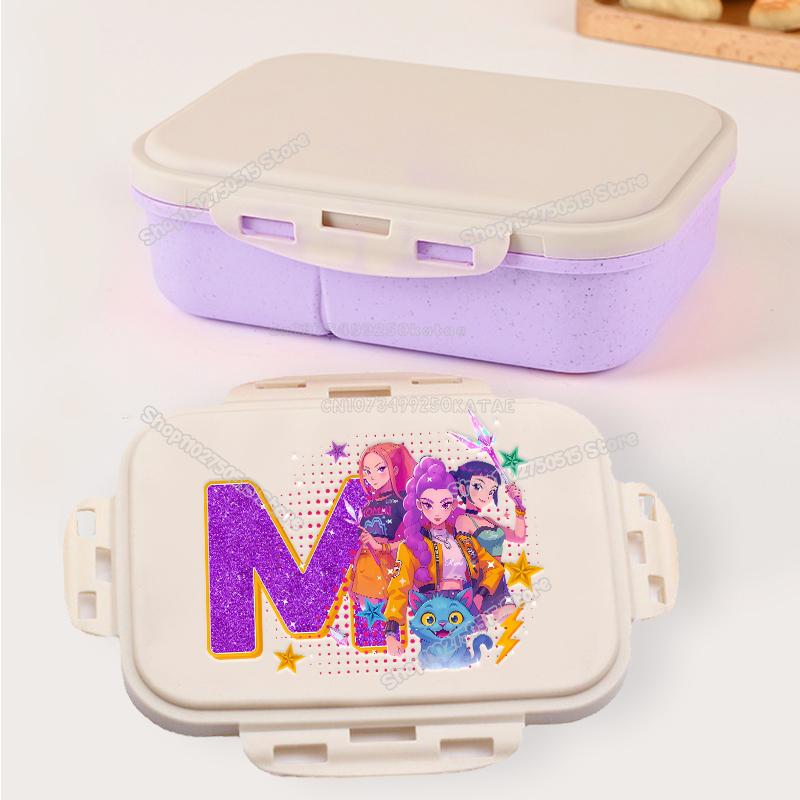 Kpop Demon Hunters Letter A-Z Bento Boxes Rumi Mira Zoey Student Lunch Box School Office Microwave Portable Fruit Food Container
